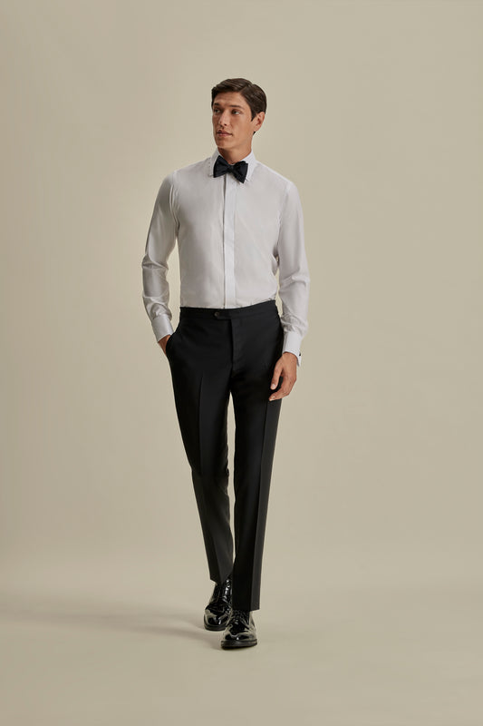 Wool Tailored Tux Trousers Midnight Model Image