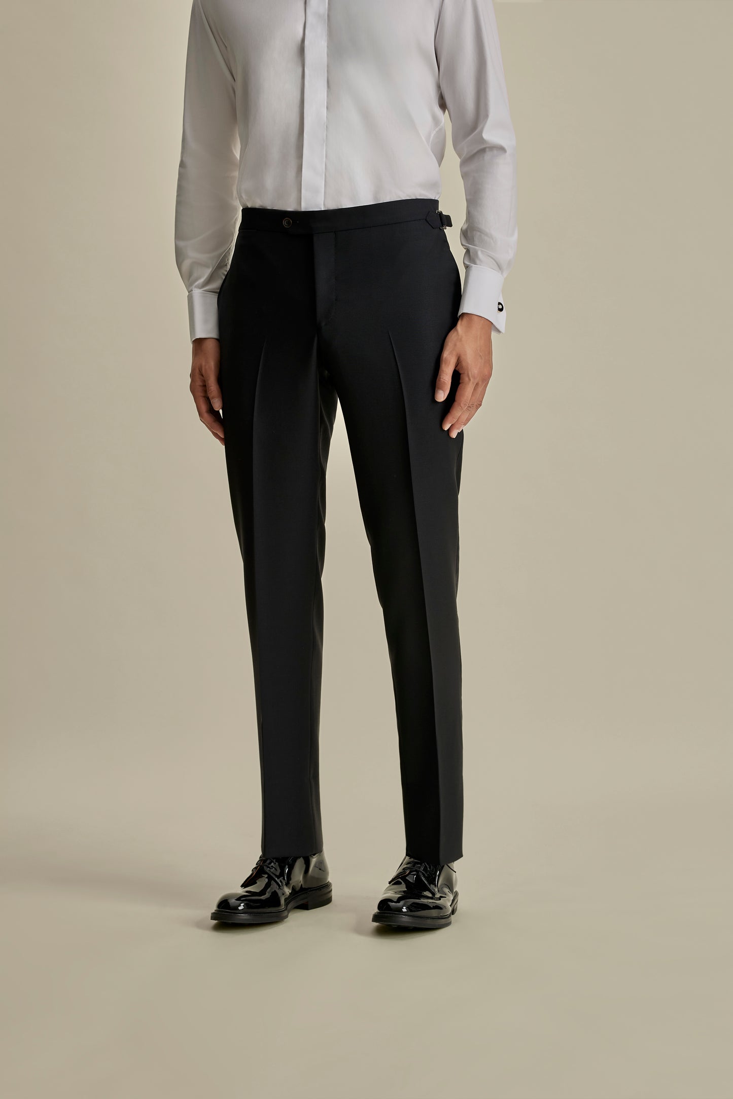 Wool Tailored Tux Trousers Midnight Model Cropped Image