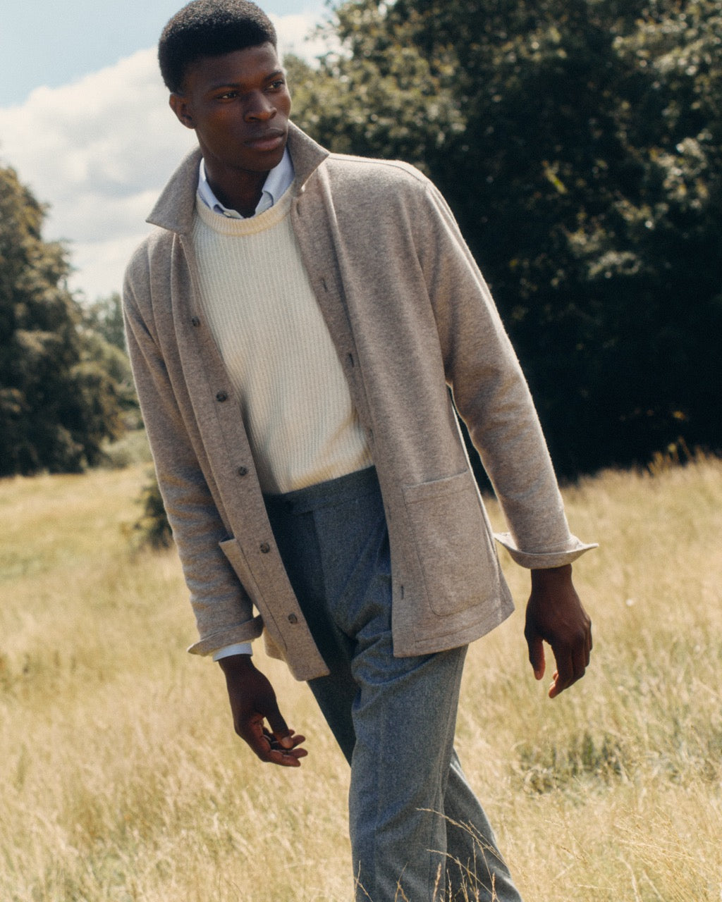Cashmere Button Through Overshirt Campaign Image