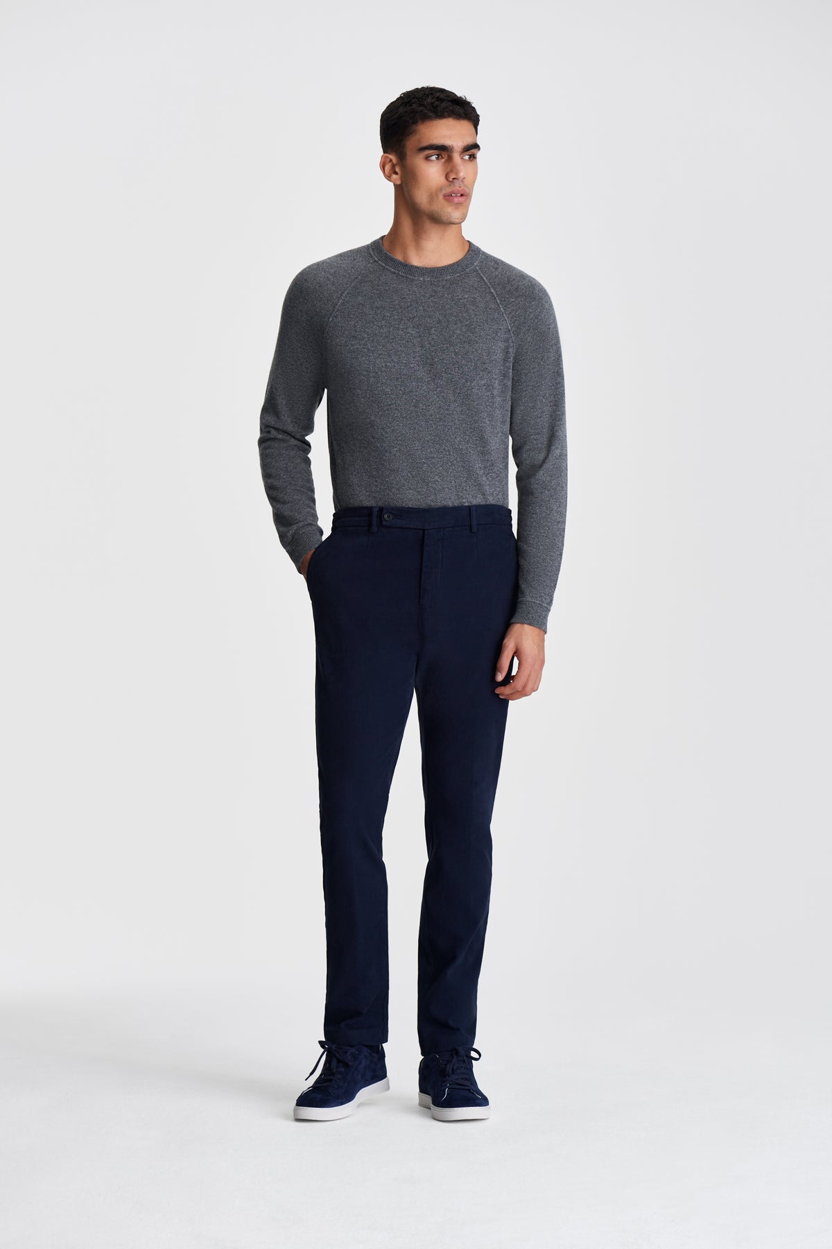 Cotton Easy Fit Chinos Navy Model Image
