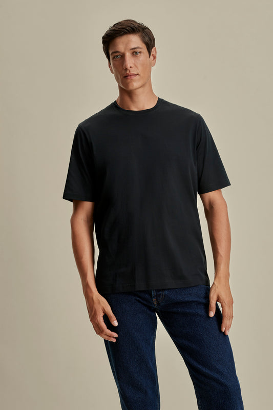 Cotton Classic T-Shirt Black Model Cropped Image