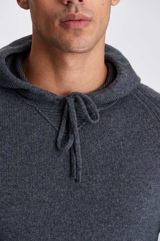 Cashmere Pullover Hoodie Grey Model Neck Image