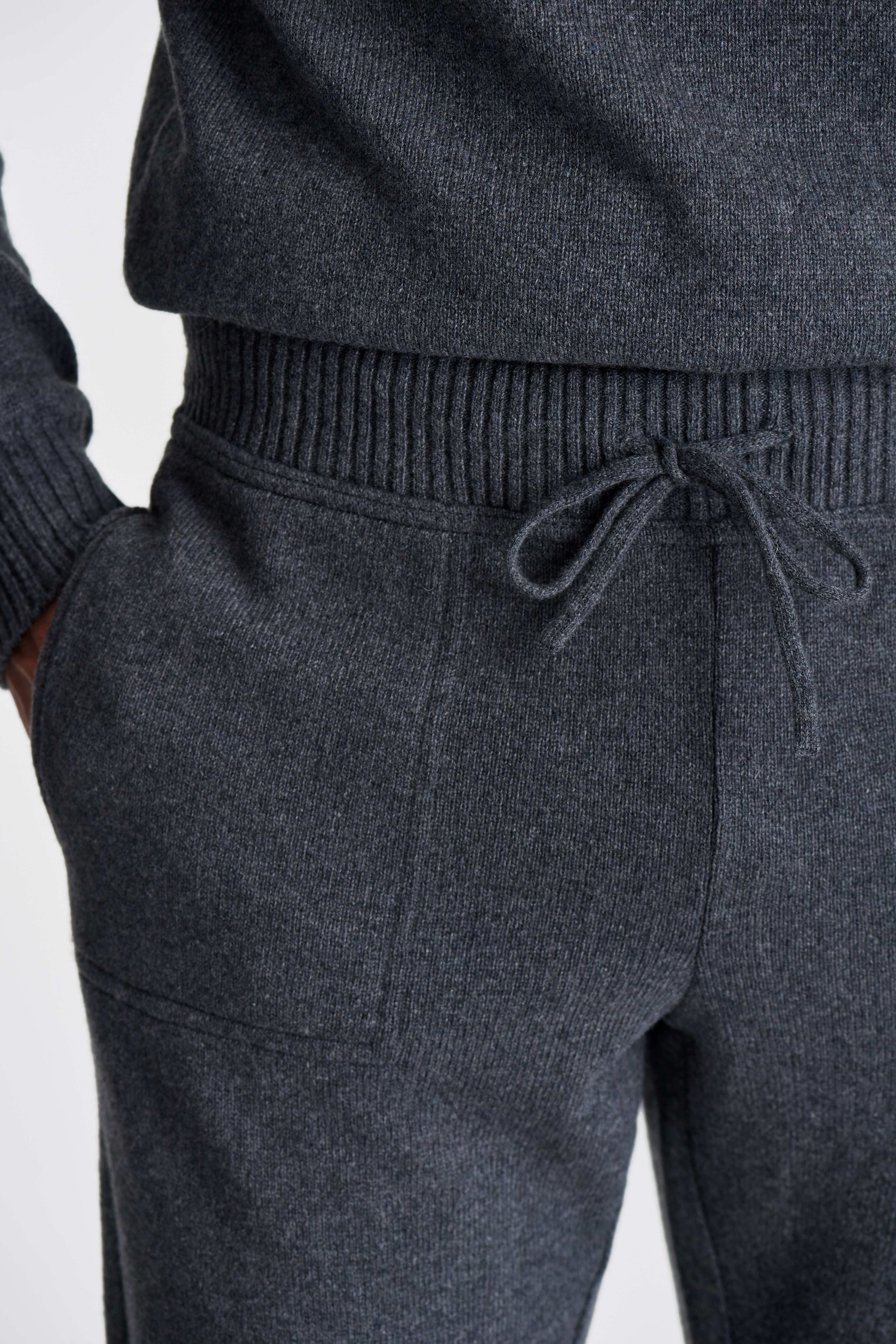 Cashmere Track Pant Grey Model Pocket Image