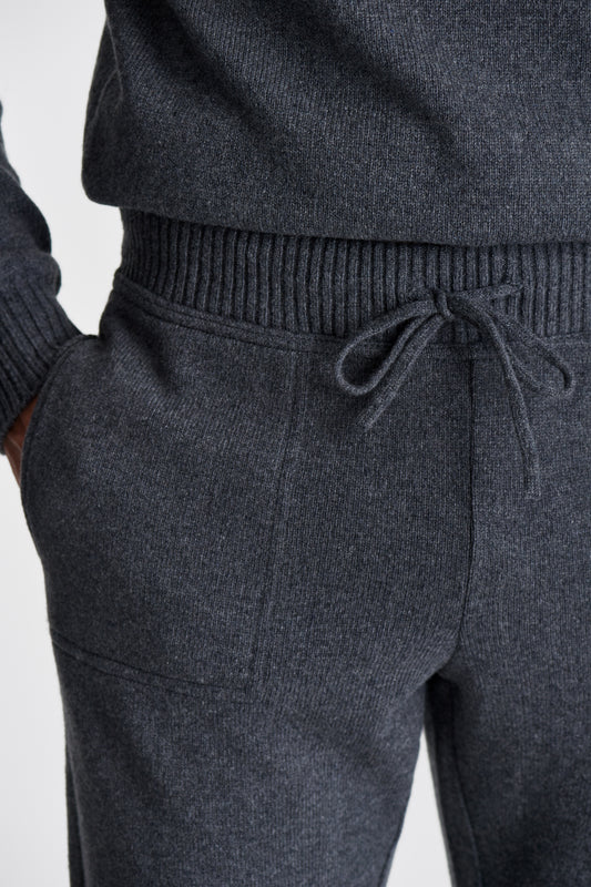 Cashmere Track Pant Grey Model Pocket Image