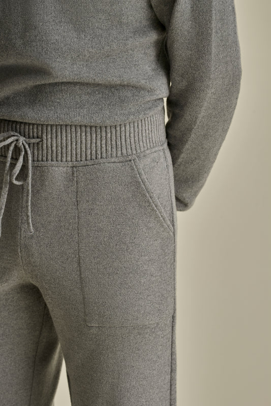 Cashmere Track Pants Grey Model Pocket Image