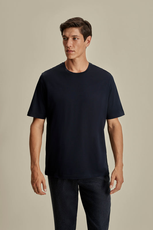 Cotton Classic T-Shirt Navy Model Cropped Image