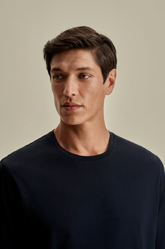 Cotton Classic T-Shirt Navy Model Neck Image