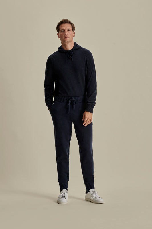 Cashmere Track Pants Navy Model Image