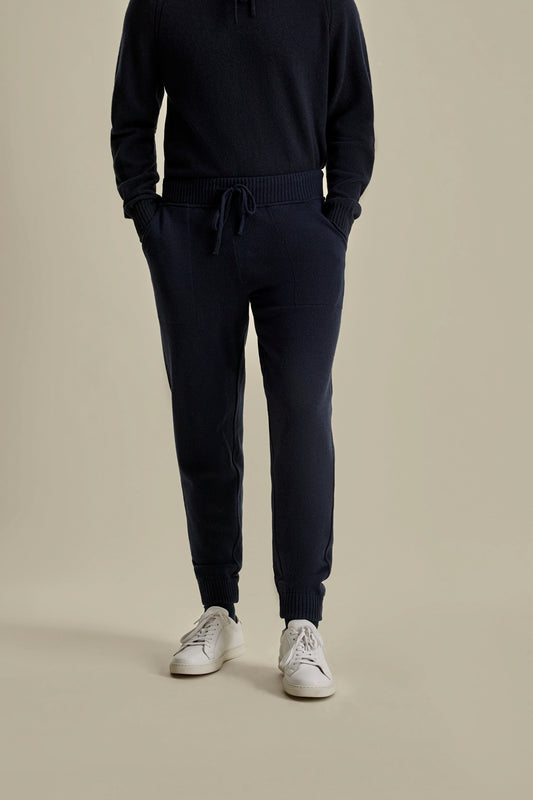 Cashmere Track Pants Navy Model Cropped Image