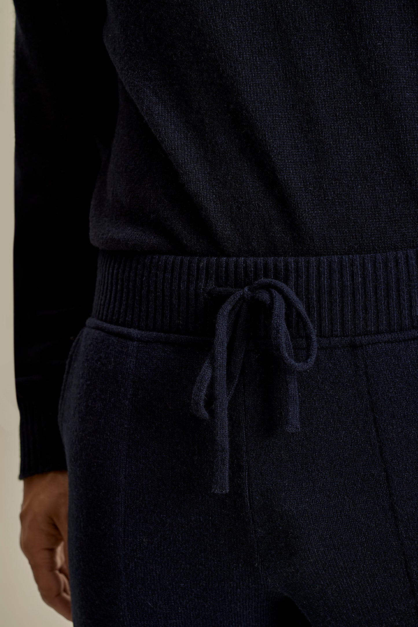 Cashmere Track Pants Navy Model Waistband Image