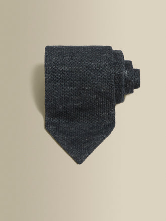 Knitted Linen Tie Darkest Navy Product