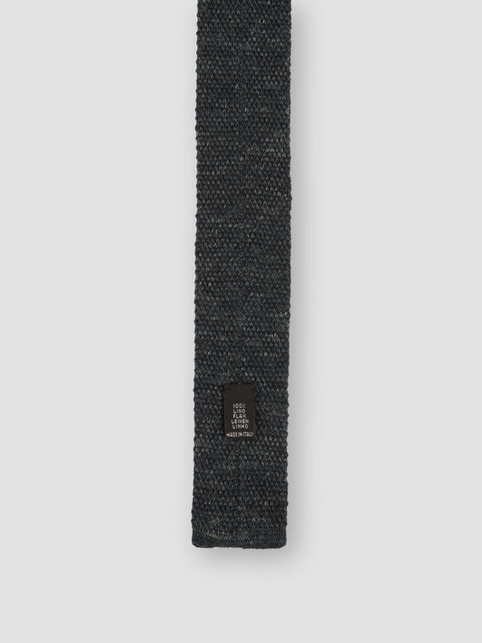 Knitted Linen Tie Darkest Navy Product Label