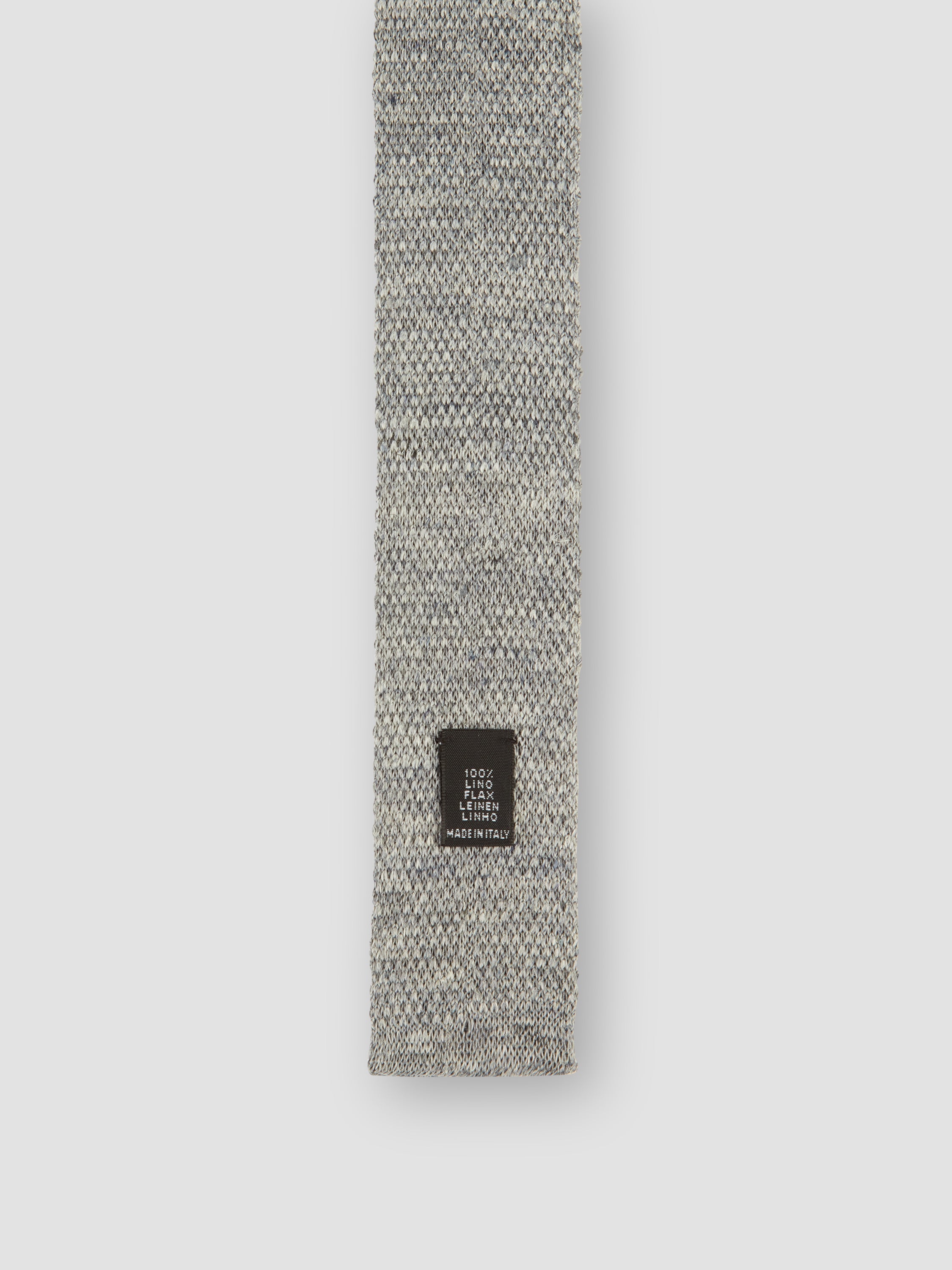 Blue Knitted Linen Tie Slate Product Label