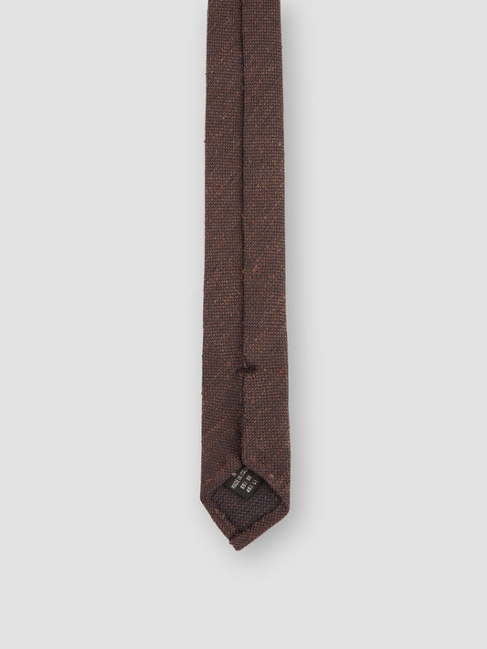 Knitted Silk Linen Tie Brown Product Label
