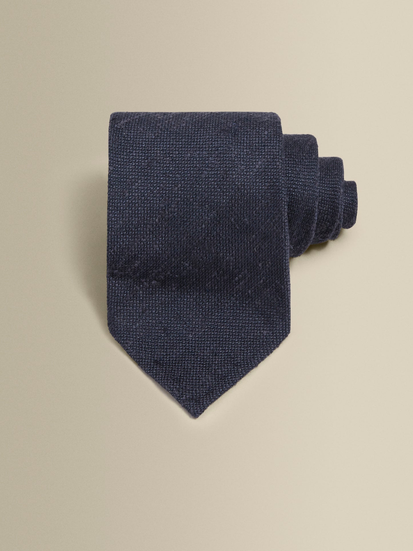 Knitted Silk Linen Tie Navy Product Image