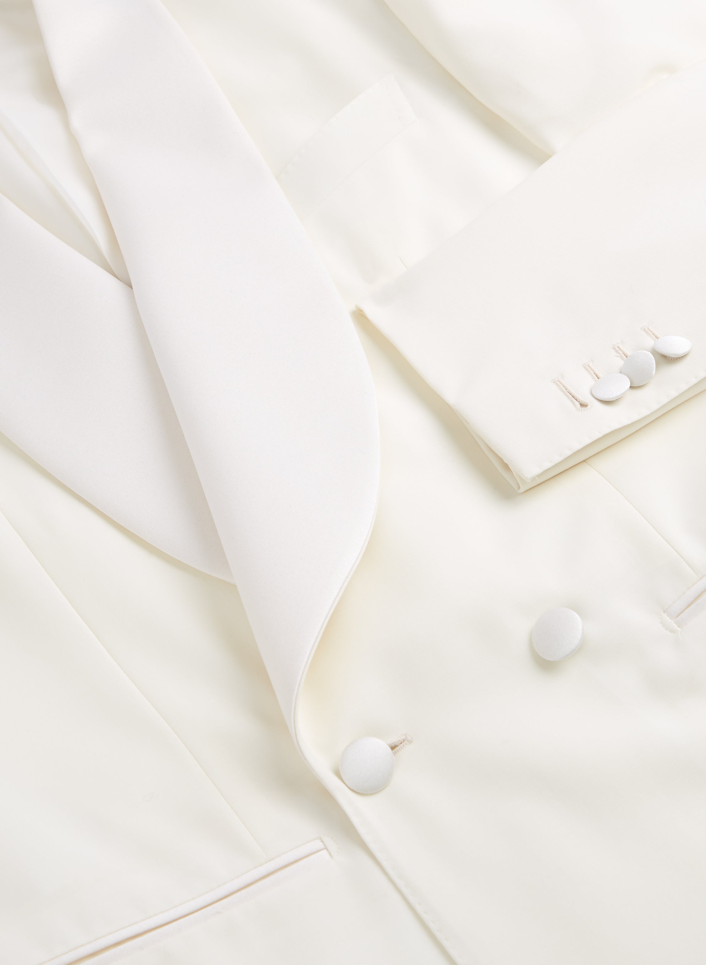 Wool Double Breasted Shawl Lapel Dinner Jacket White Product Detail