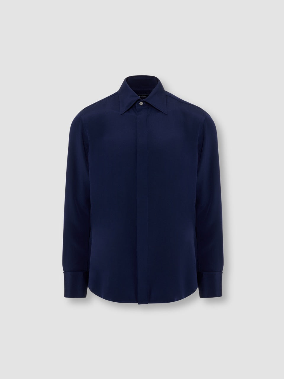 Silk Lecce Collar Fly Front Shirt Navy Product Image