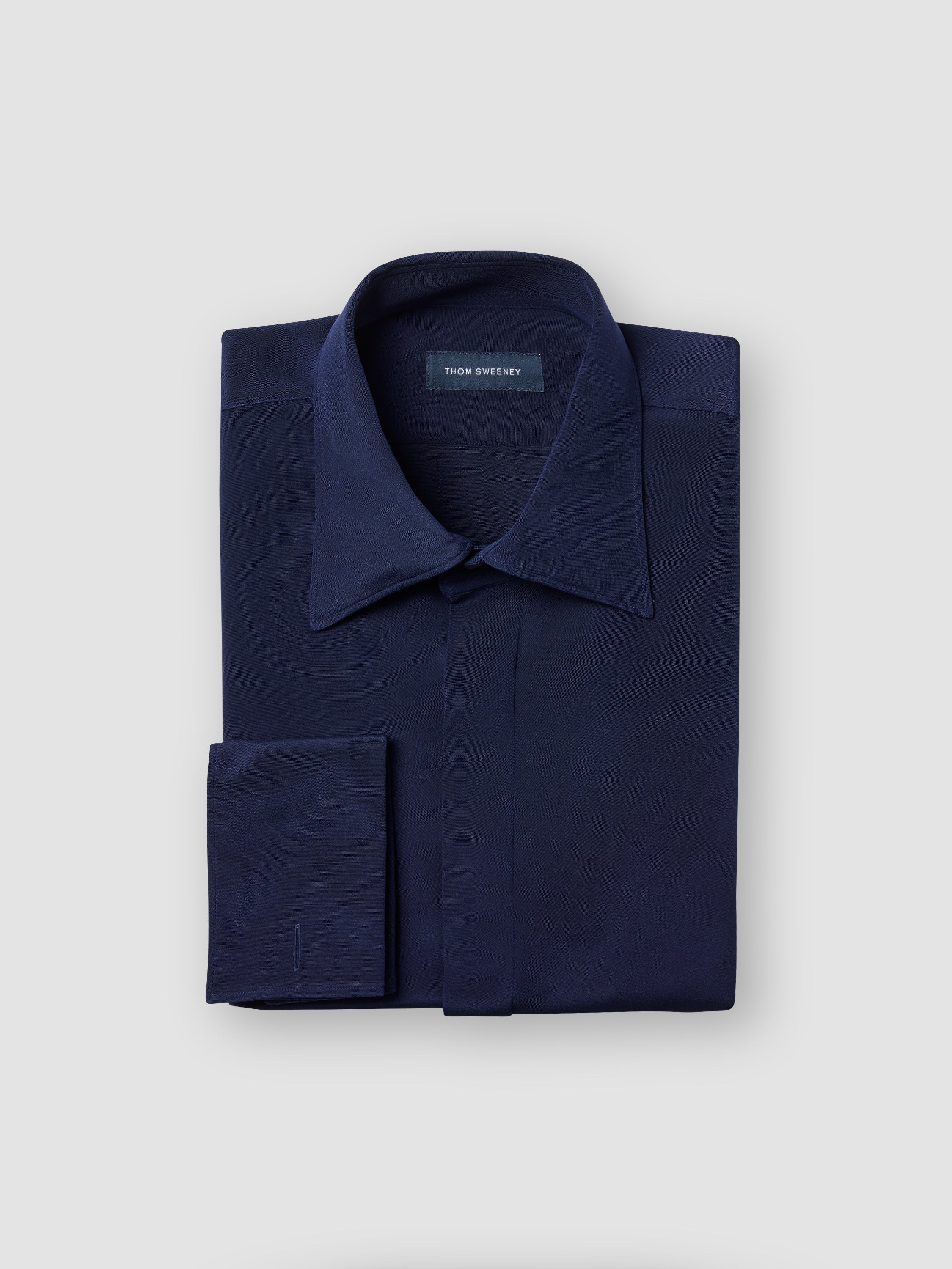 Silk Lecce Collar Fly Front Shirt Navy Product Folded