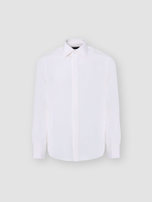 Silk Lecce Collar Fly Front Shirt White Product Image