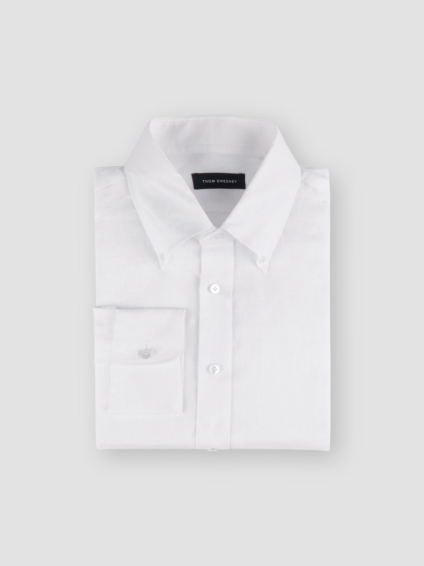 Linen Button Down Collar Shirt White Product Folded