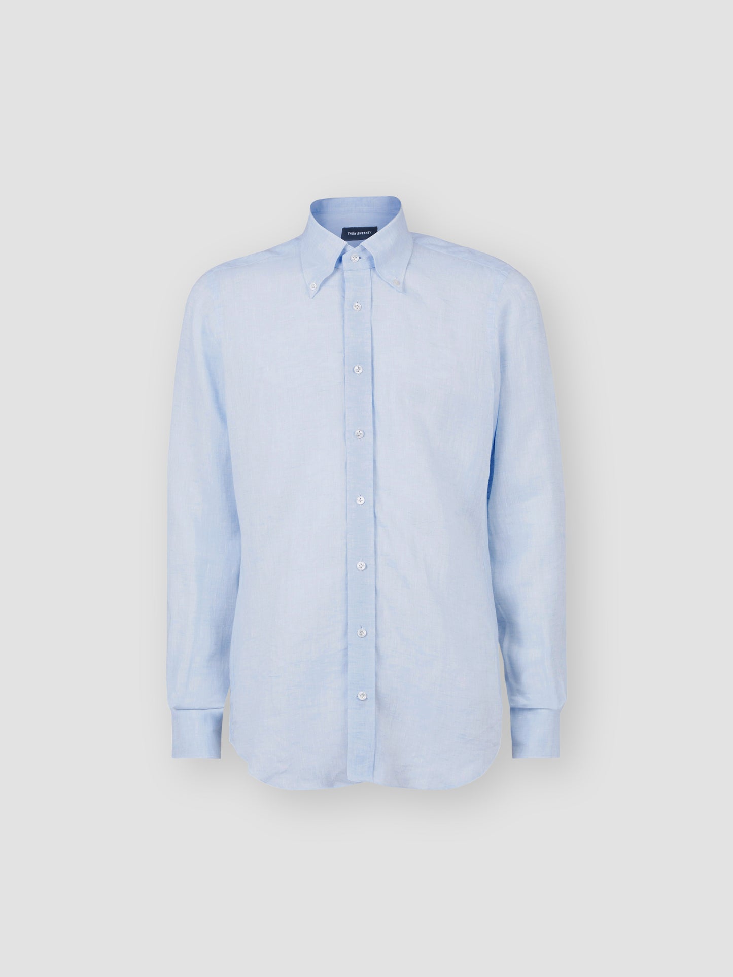 Linen Button Down Collar Shirt Sky Blue Product Front