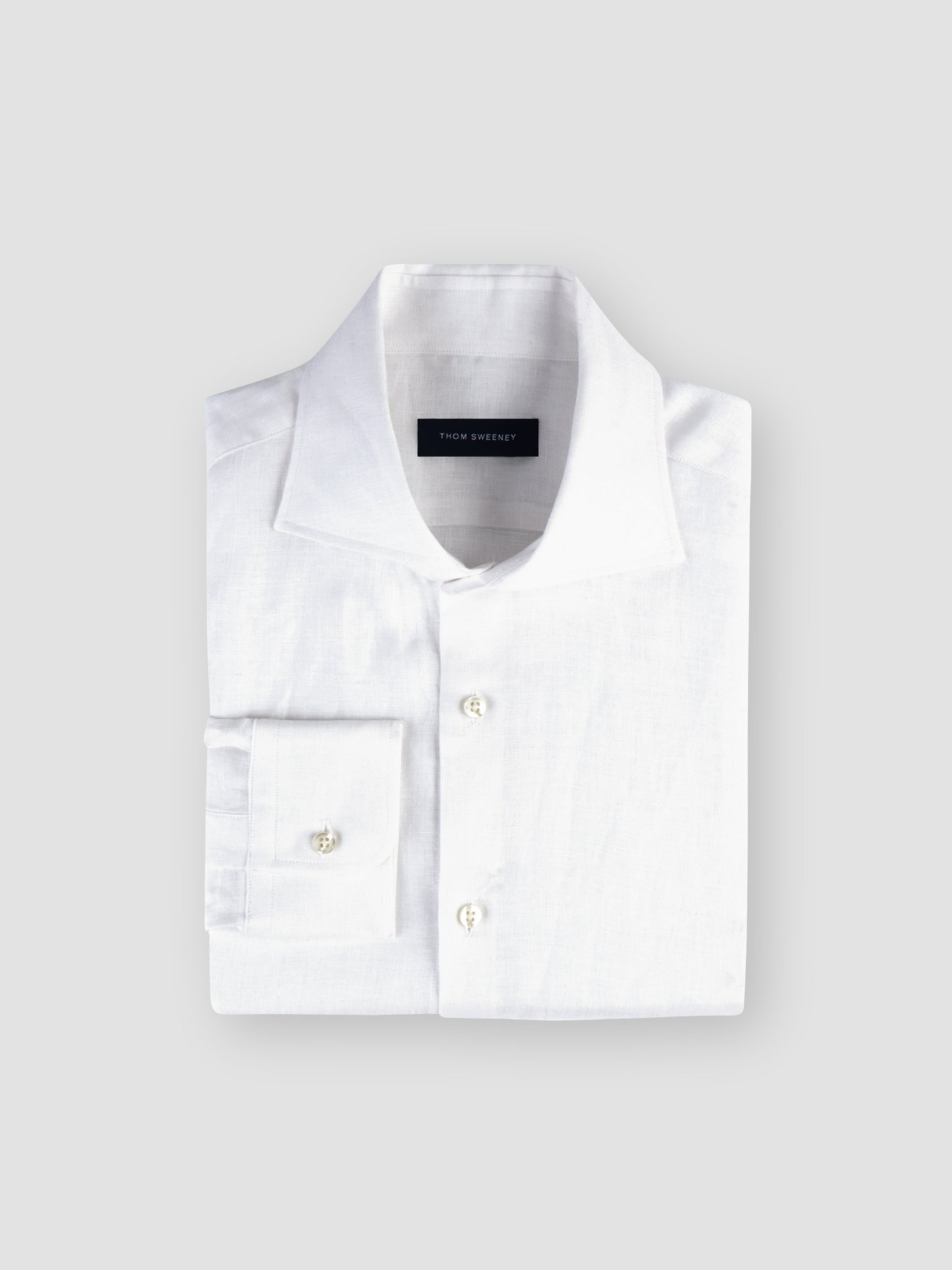 Cutaway Collar Linen Shirt White Product Folded