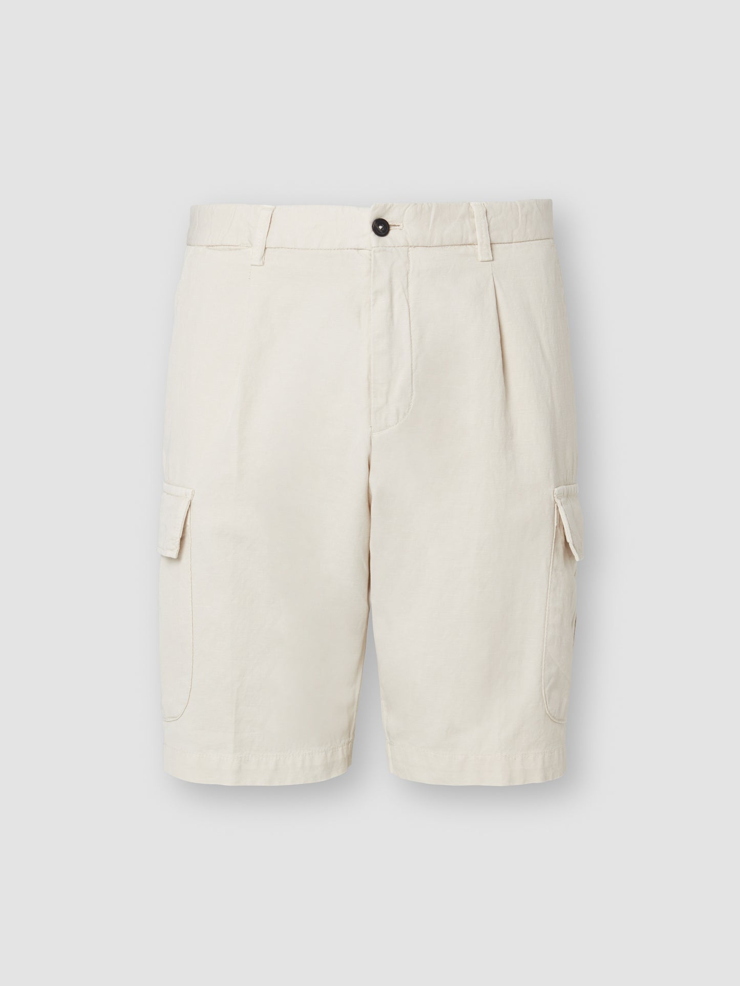 Cotton drill Pleated Cargo Shorts Stone Product Image