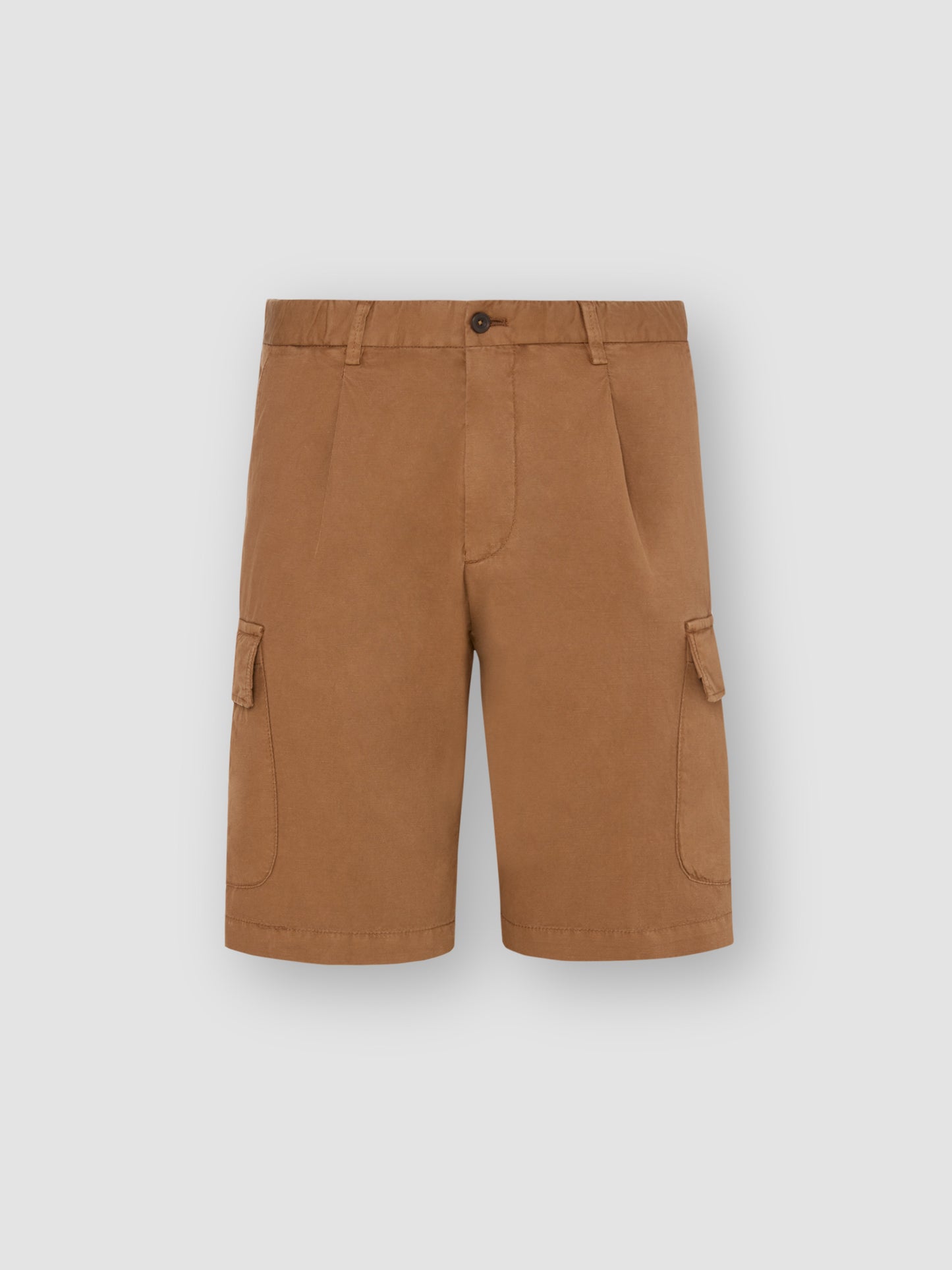 Cotton Drill Pleated Cargo Shorts Tobacco Product Image
