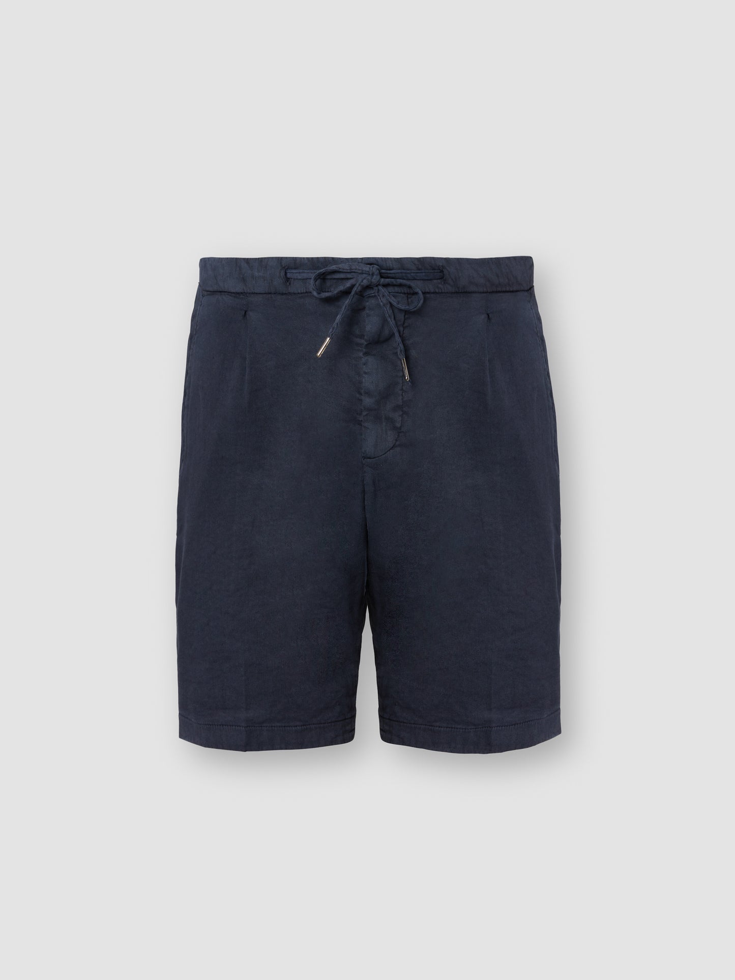 Linen Jersey Pleated Shorts Navy Product Image