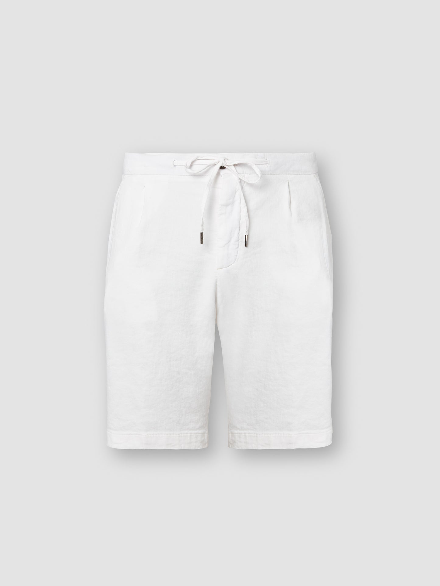 Linen Jersey Pleated Shorts White Product Image