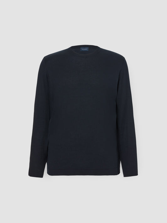 Fine Gauge Cotton Sweater Navy Product Image