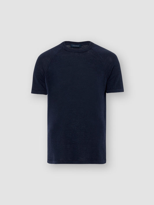 Knitted Cotton Raglan T-Shirt Navy Product Image