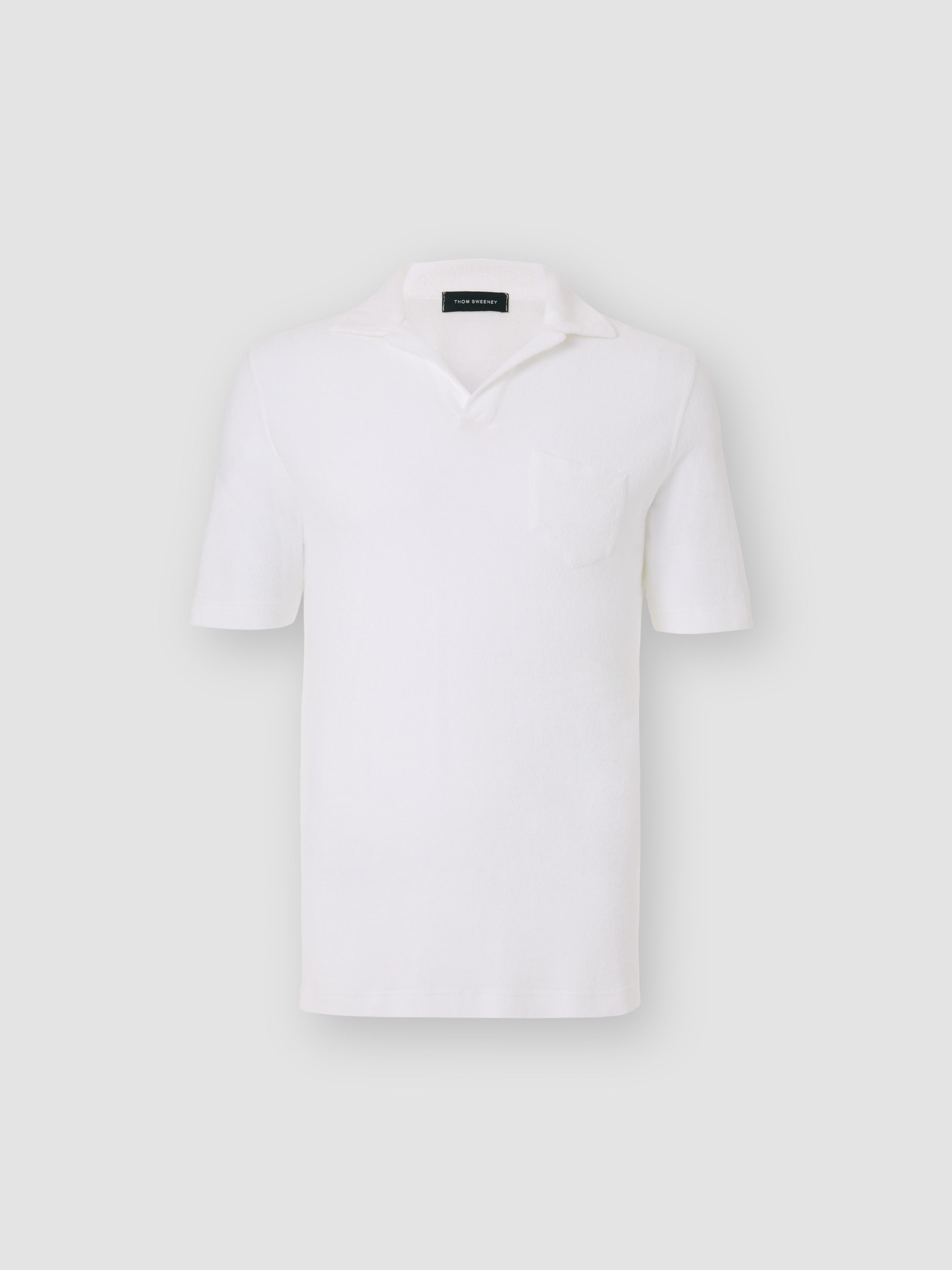 Terry Cotton Polo Shirt White Product Front