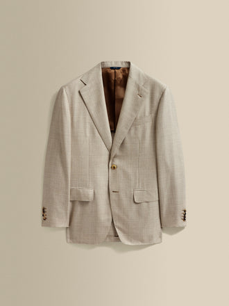 Cashmere Unstructured Single Breasted Jacket Oat Check Product Image