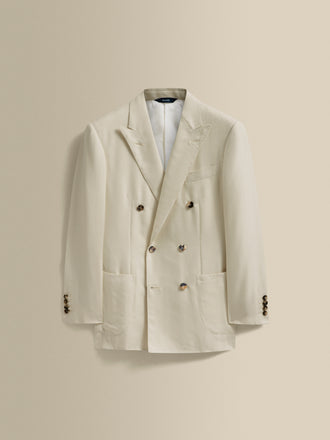 Wool Double Breasted Peak Lapel Jacket Off White Product Image