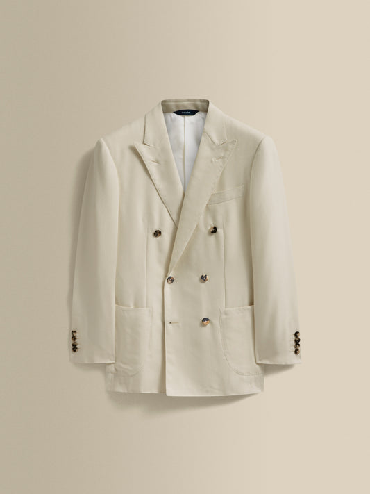 Wool Double Breasted Peak Lapel Jacket Off White Product Image