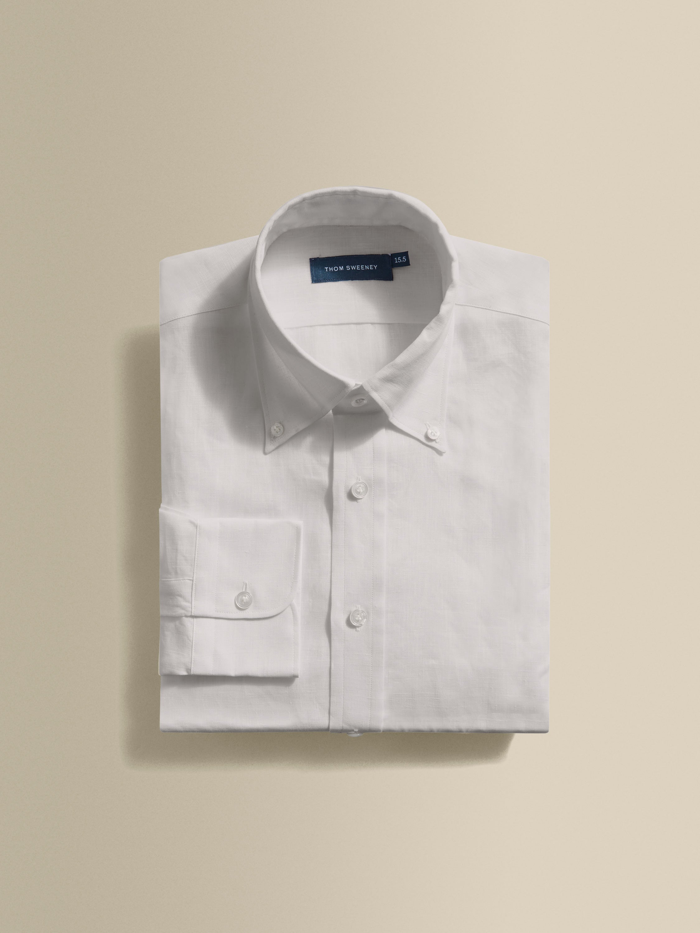 Linen Button Down Collar Shirt White Product Image