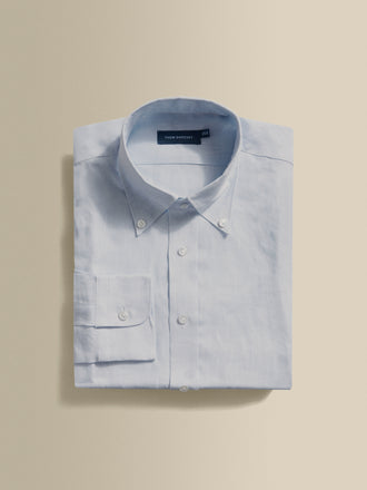 Linen Button Down Collar Shirt Sky Blue Product Image