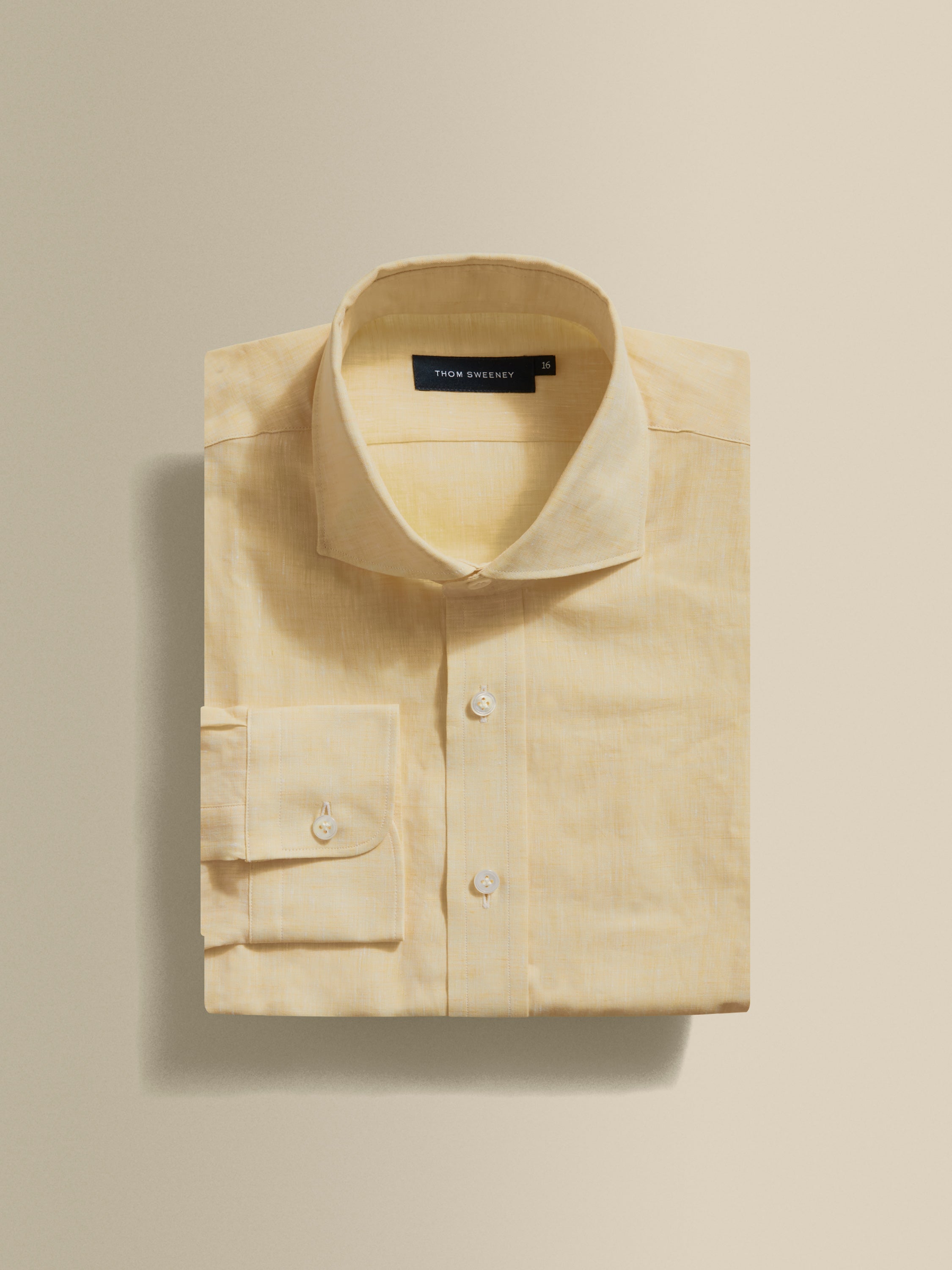 Linen Cutaway Collar Shirt Yellow Product Image