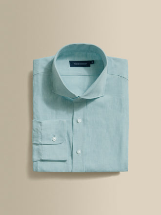 Linen Cutaway Collar Shirt Aqua Product Image