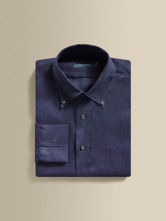 Linen Button Down Collar Shirt Navy Product Image