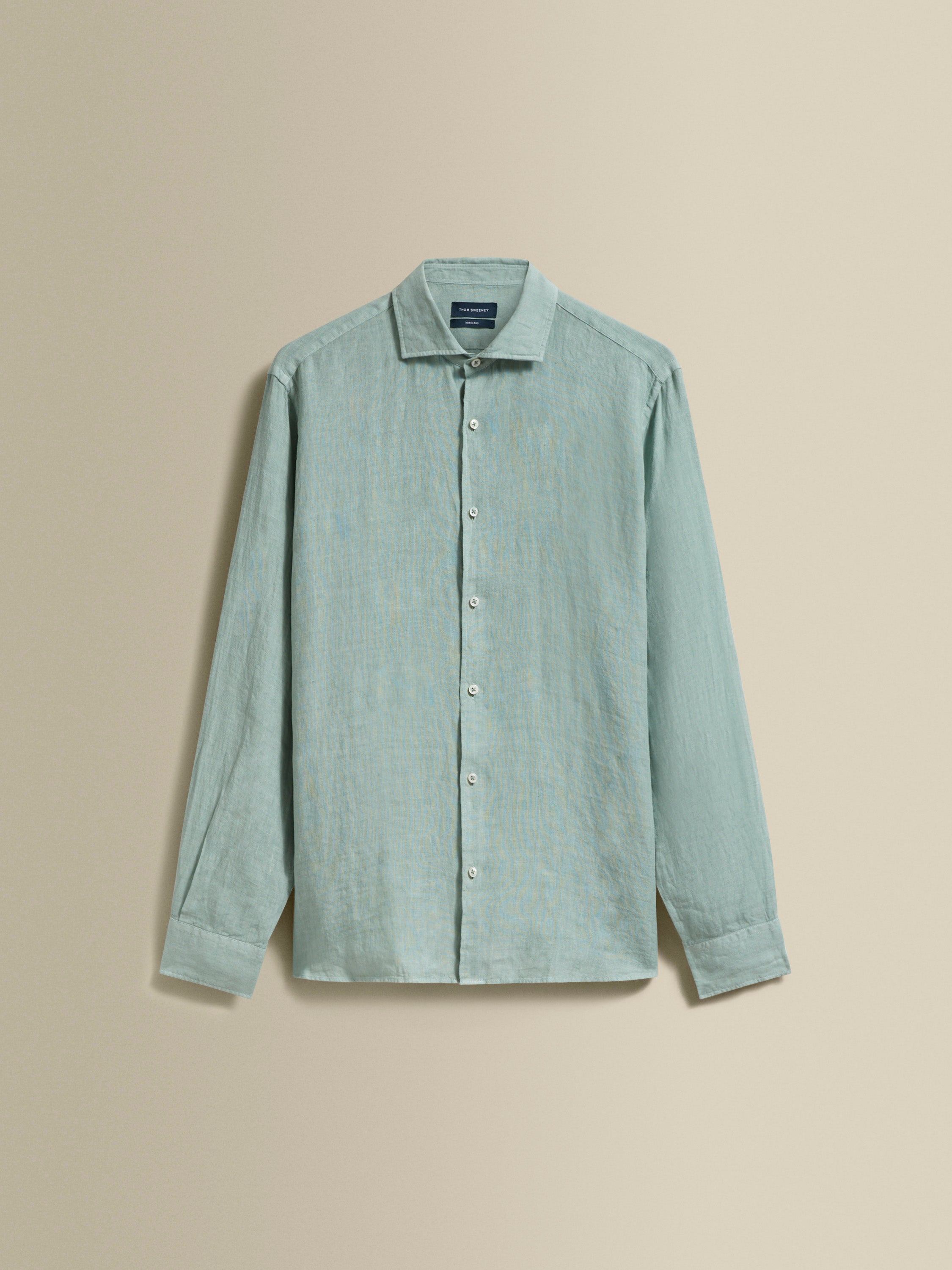 Linen Cutaway Collar Shirt Sage Product Image
