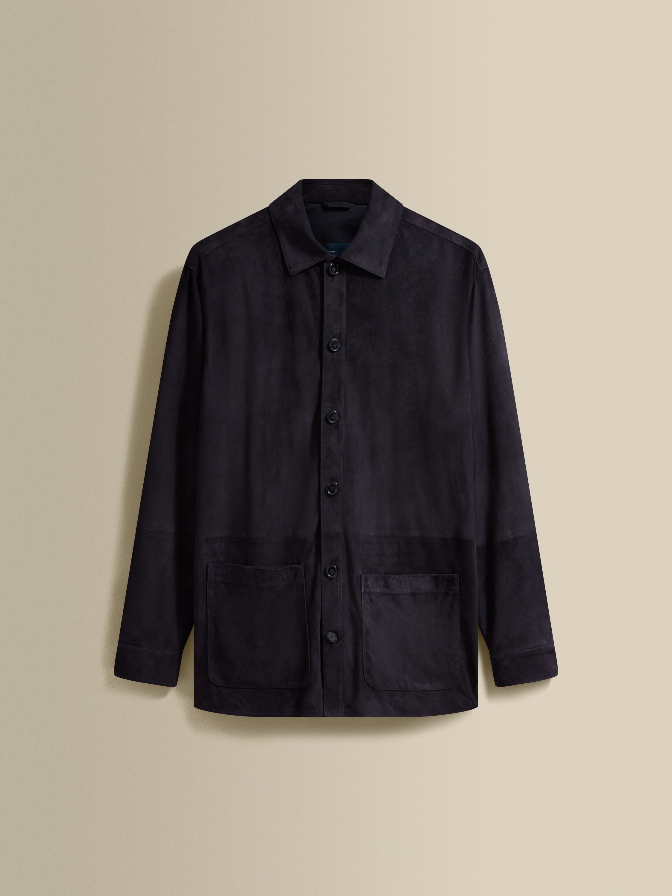 Suede Button Through Overshirt Navy Product Image