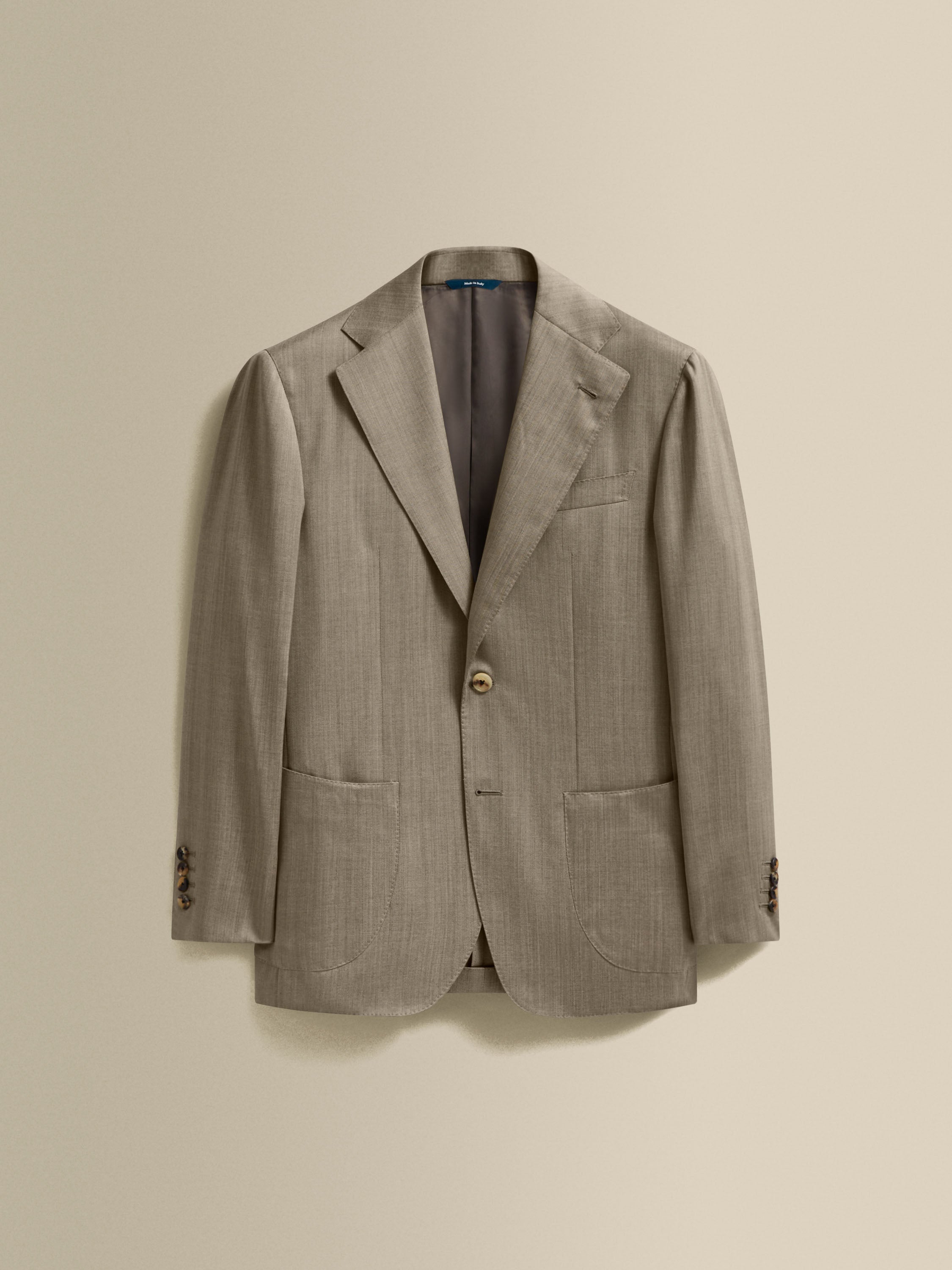 Wool Unstructured Single Breasted Suit Taupe Jacket Product Image
