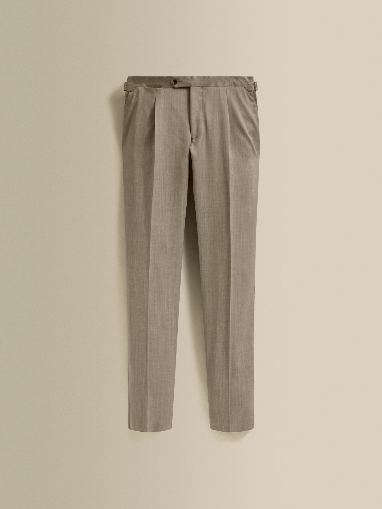 Wool Unstructured Single Breasted Suit Taupe Trouser Product Image