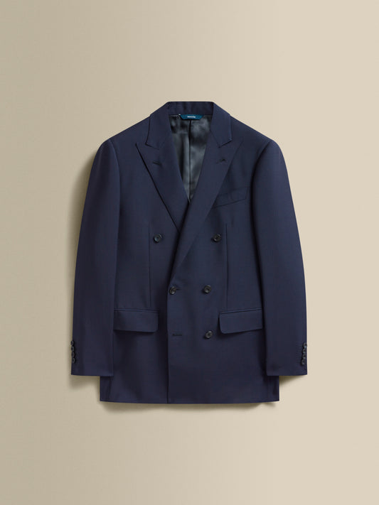 Mohair Double Breasted Peak Lapel Suit Navy Jacket Product Image
