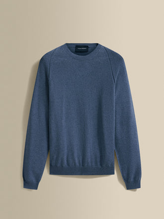 Cotton Raglan Crew Neck Sweater Denim Product Image