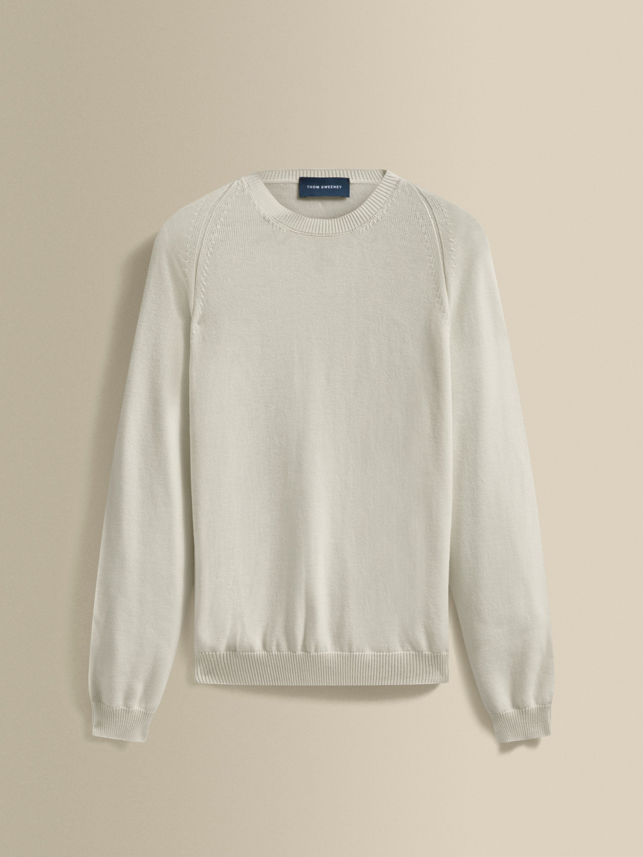 Cotton Raglan Crew Neck Sweater Off White Product Image