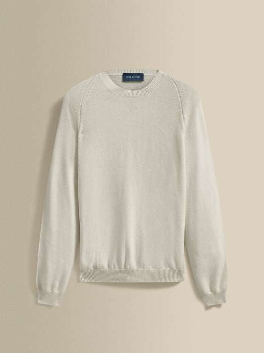 Cotton Raglan Crew Neck Sweater Off White Product Image