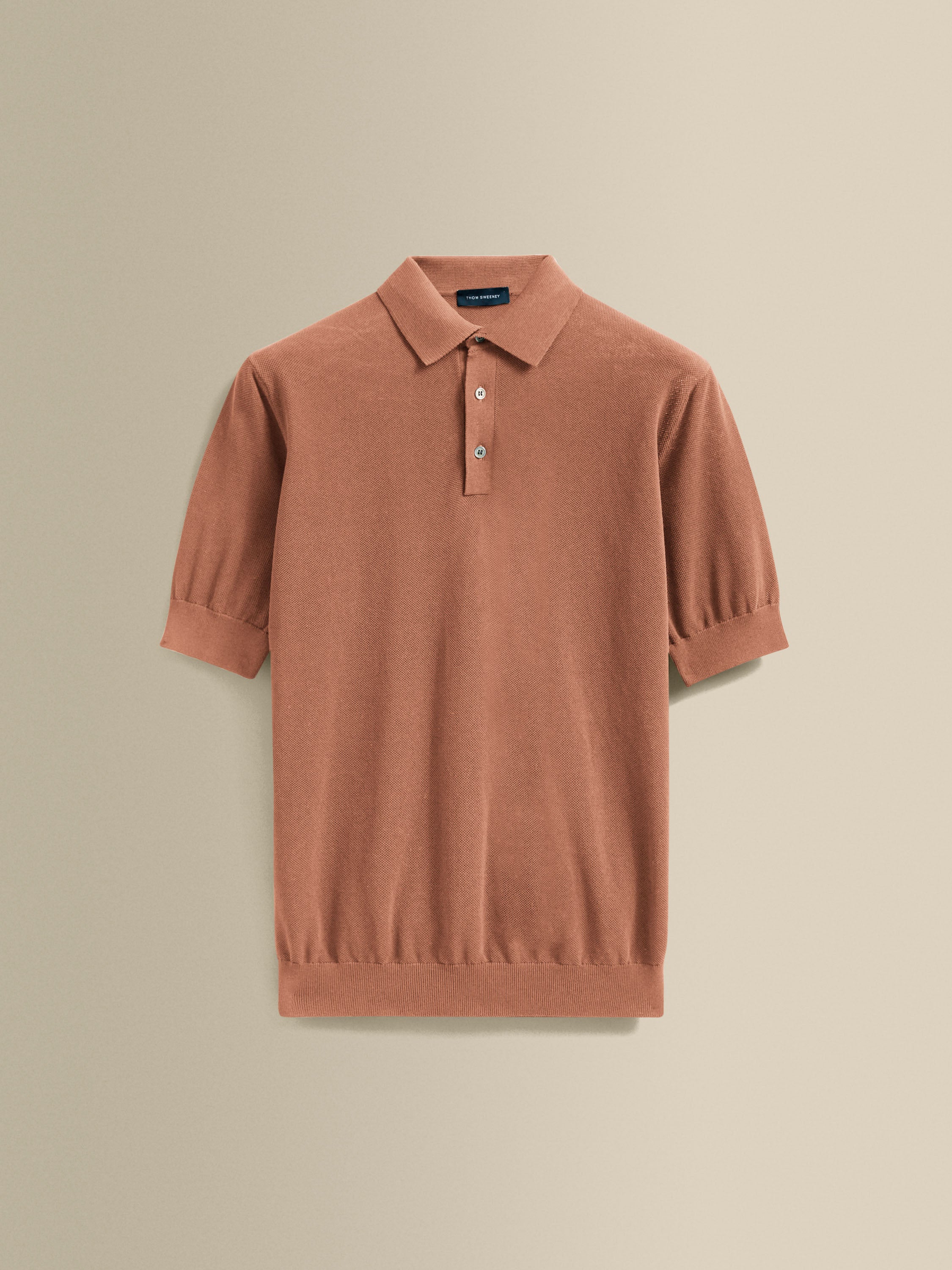 Cotton Air Crepe Polo Shirt Burnt Orange Product Image